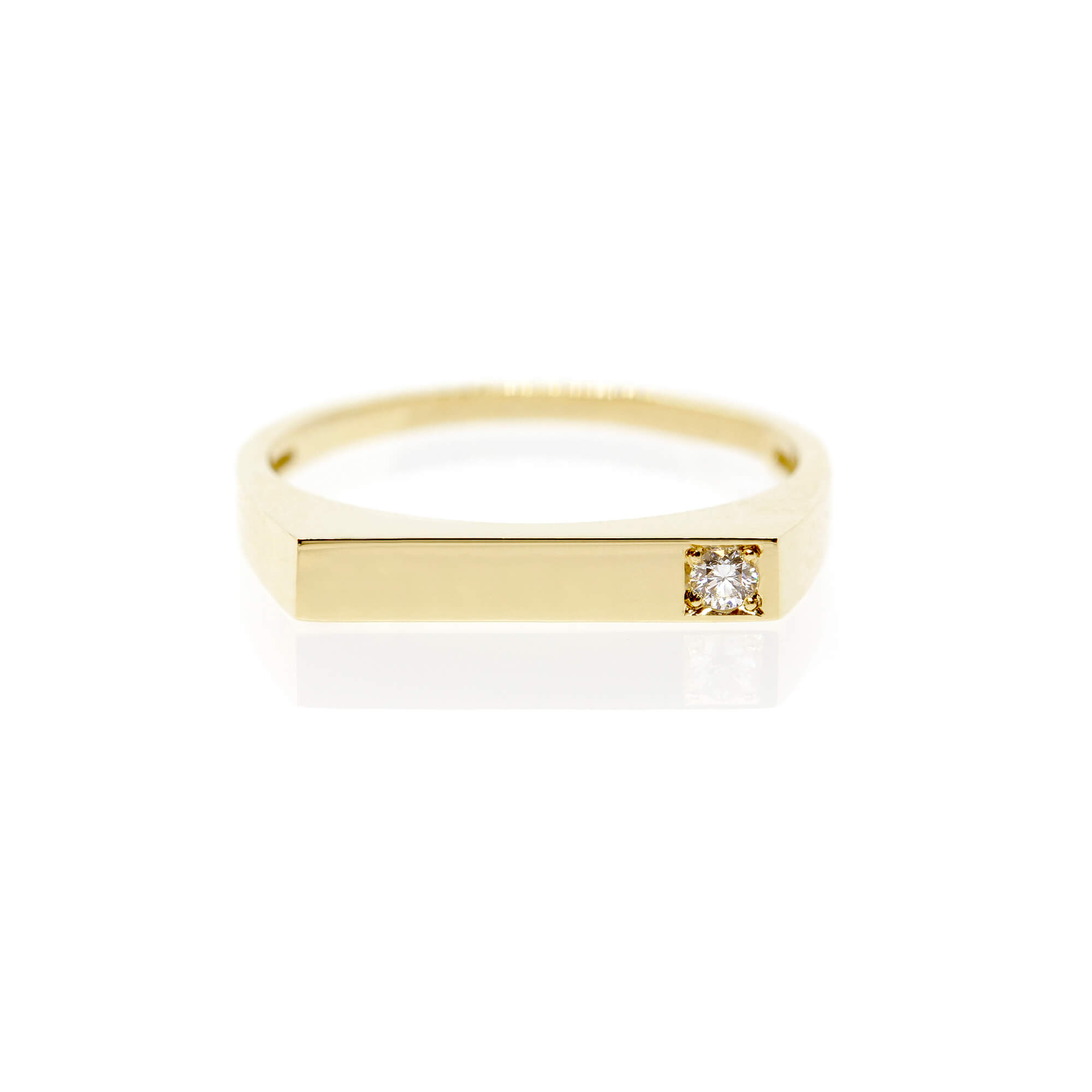 טבעת זהב פלטה "אליוט" משובצת יהלום