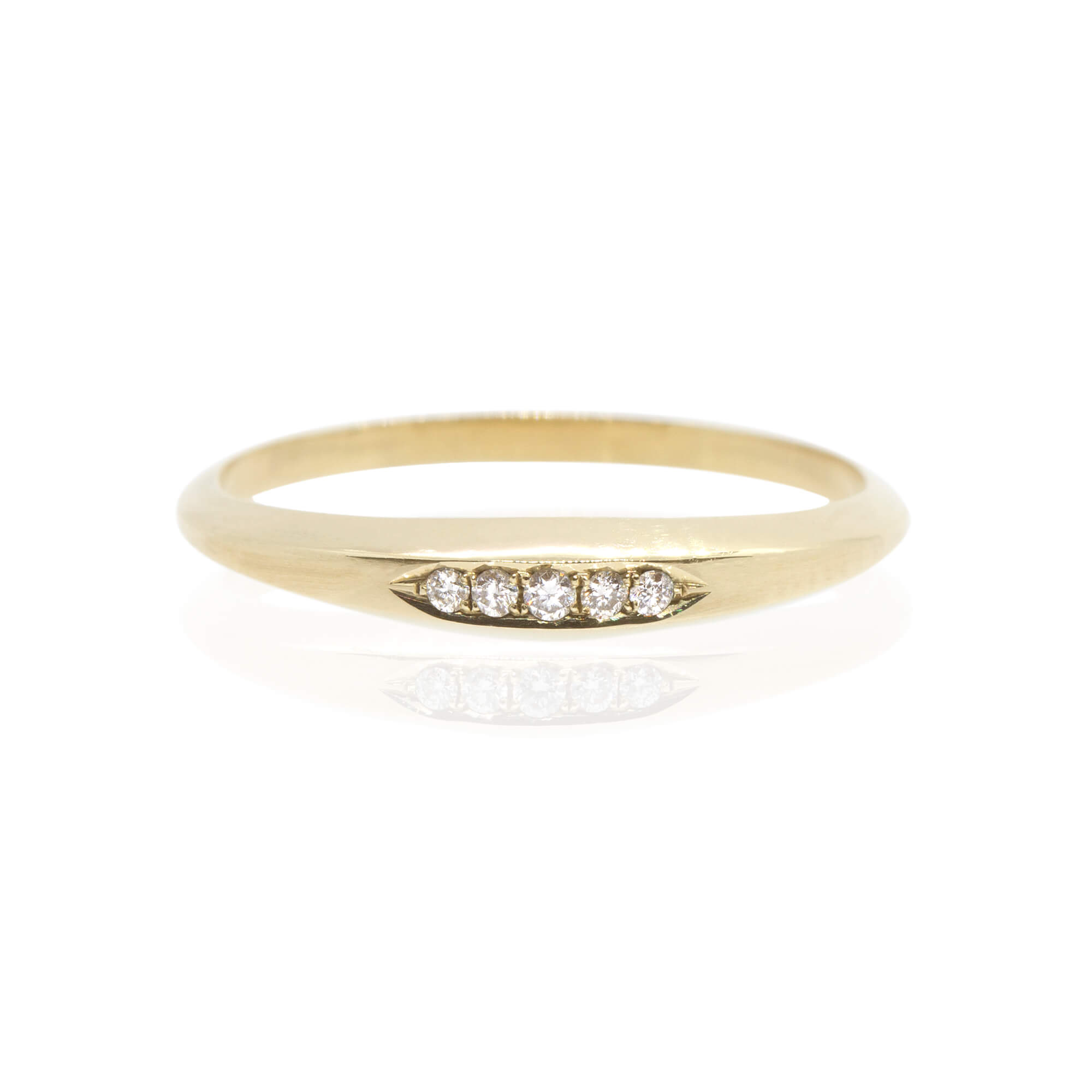 טבעת זהב "לאורה" משובצת חמישה יהלומים