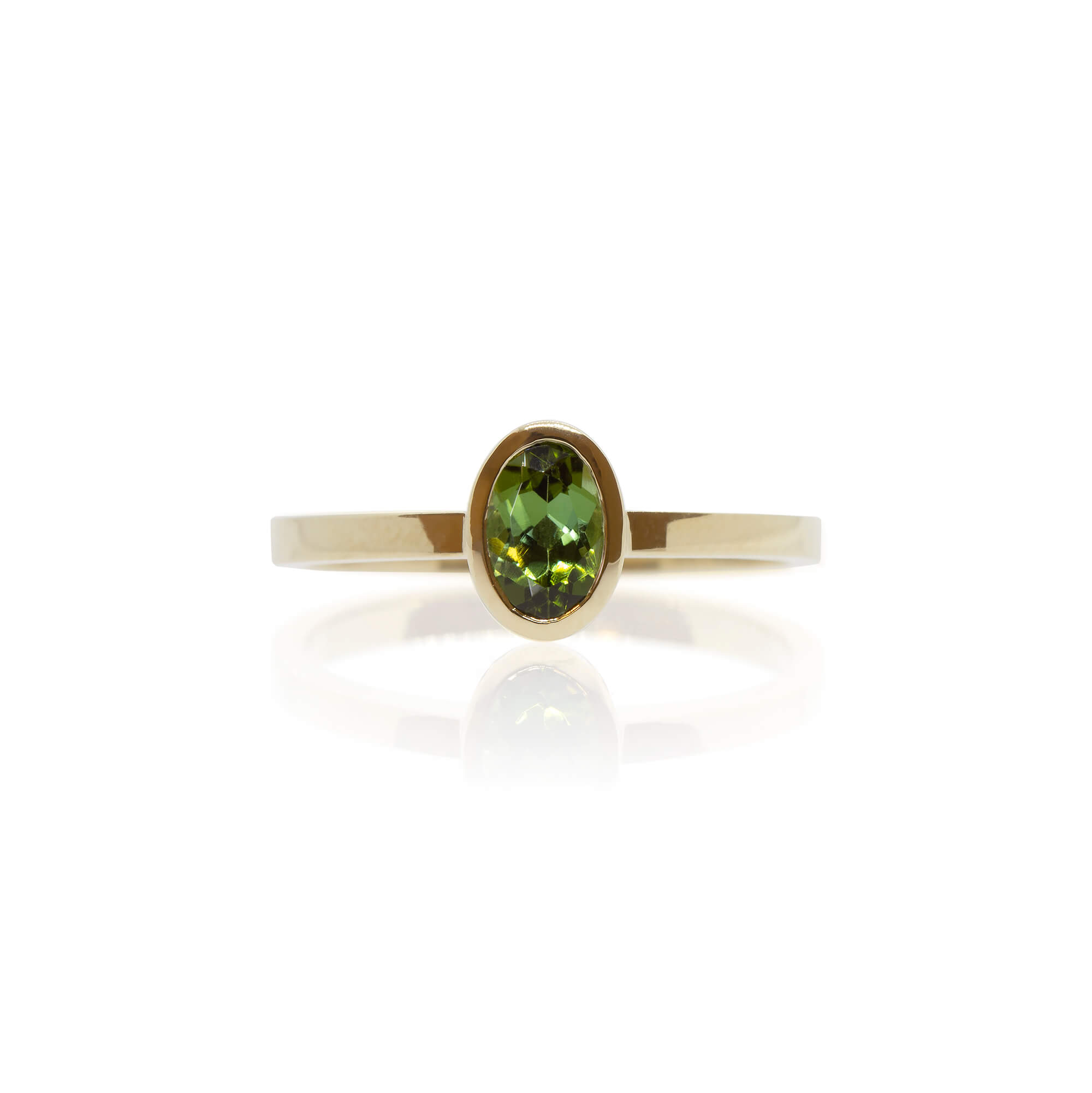 טבעת זהב "מלואן" אבן טורמלין ירוקה